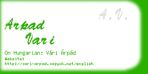 arpad vari business card