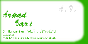 arpad vari business card